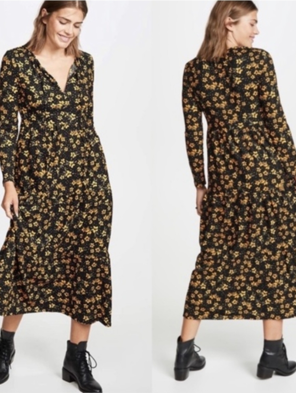 Free People Tiers of Joy Long Sleeve Prairie Dress Size S